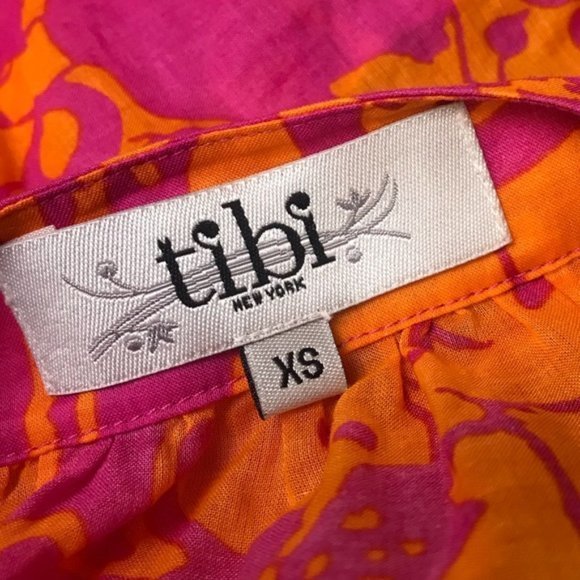 Tibi 100% Cotton Floral Pink and Orange Tunic - Picture 2 of 8